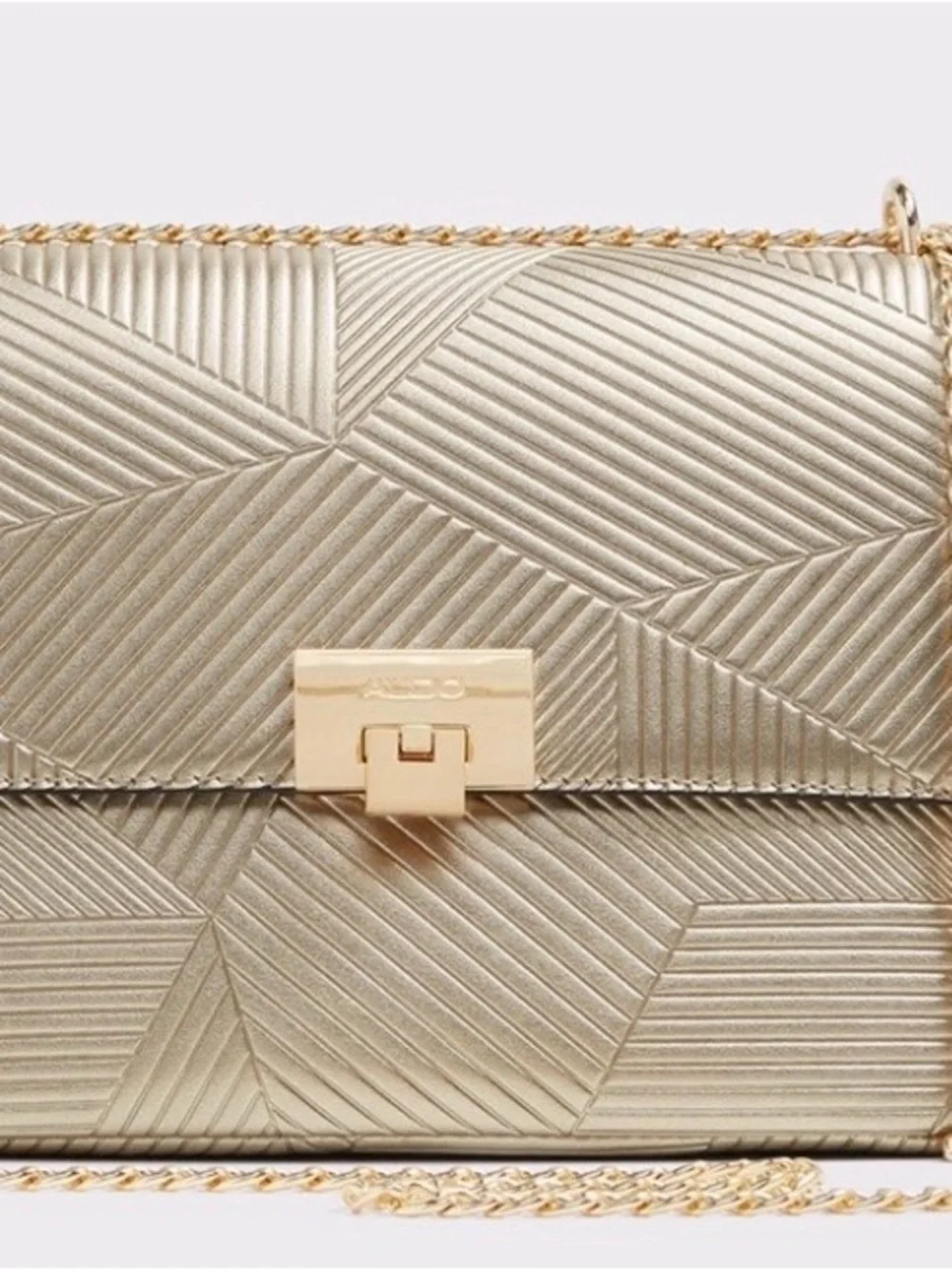 ALDO Gold Quilted Chain Crossbody Shoulder Bag